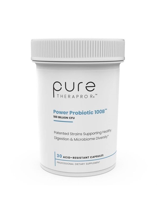 Pure TheraPro Rx Power Probiotic 100B | 30 Acid Resistant Capsules - 1 Month Supply | 4 Proven Strains 100 Billion CFU | Flora Balance & Digestiion | NO Refrigeration Required | Non-GMO | Zero Fillers - Image 1