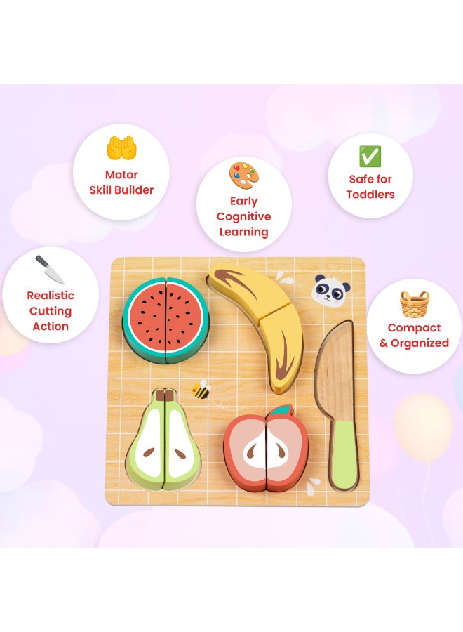 COGNIKIDS Cutting Food Toy for Toddlers – Pretend Play Kitchen Set with Velcro Fruits, Vegetables & Safe Knife | Montessori Learning Toy for Kids 18+ Months - Image 2