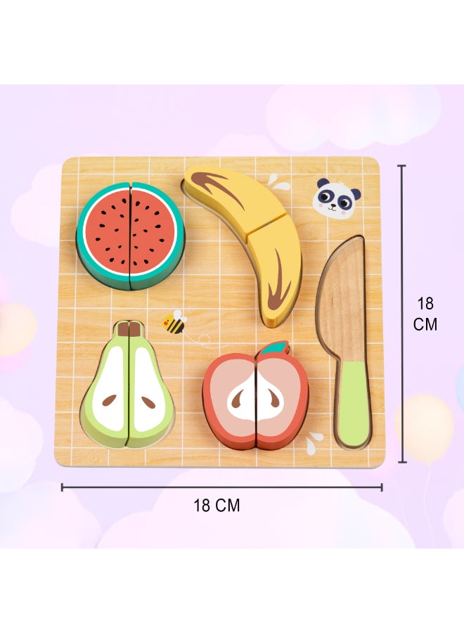 COGNIKIDS Cutting Food Toy for Toddlers – Pretend Play Kitchen Set with Velcro Fruits, Vegetables & Safe Knife | Montessori Learning Toy for Kids 18+ Months - Image 4