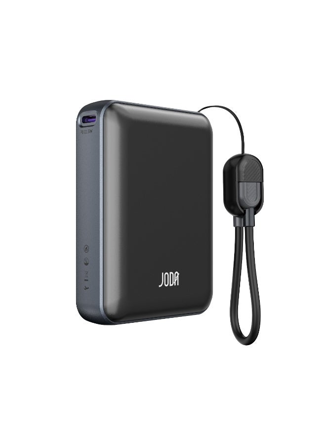 جودا شاحن متنقل JODA Metix 18 بسعة 18000 مللي أمبير - شحن سريع بقوة 22.5 واط مع كابل USB-C مدمج ، ومعتمد للاستخدام في الطائرات - لون أسود - Image 1