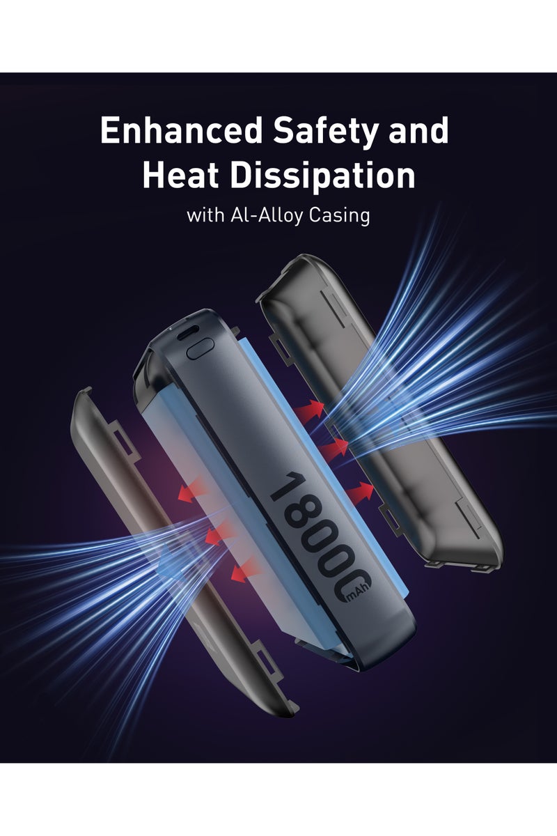 جودا شاحن متنقل JODA Metix 18 بسعة 18000 مللي أمبير - شحن سريع بقوة 22.5 واط مع كابل USB-C مدمج ، ومعتمد للاستخدام في الطائرات - لون أسود - Image 3