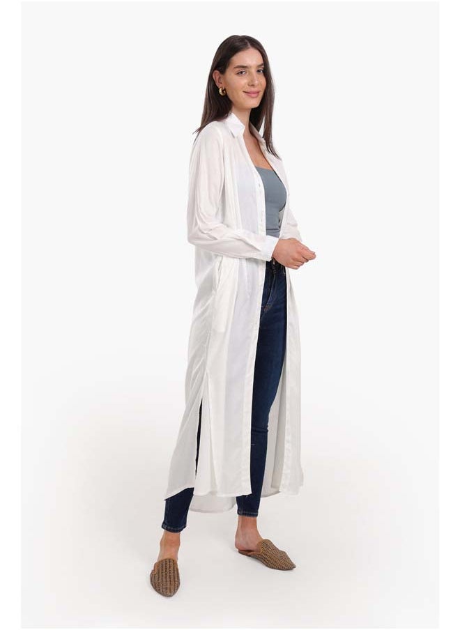 Clue V-Collared Neck Shirt Dress  - Image 1