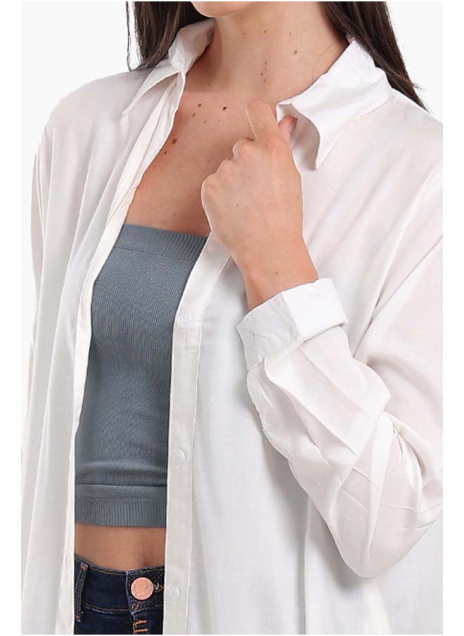 Clue V-Collared Neck Shirt Dress  - Image 4