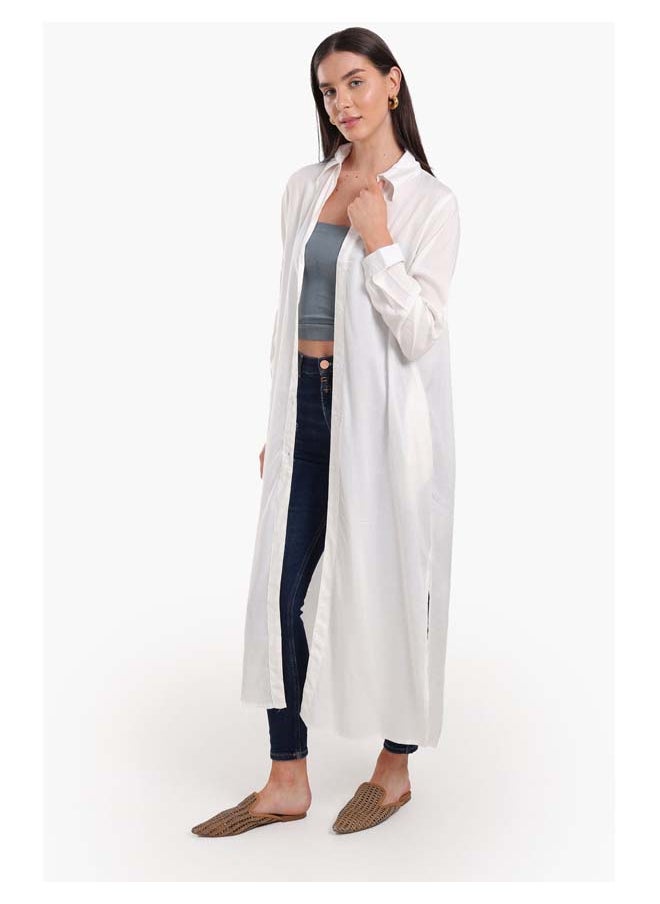 Clue V-Collared Neck Shirt Dress  - Image 2