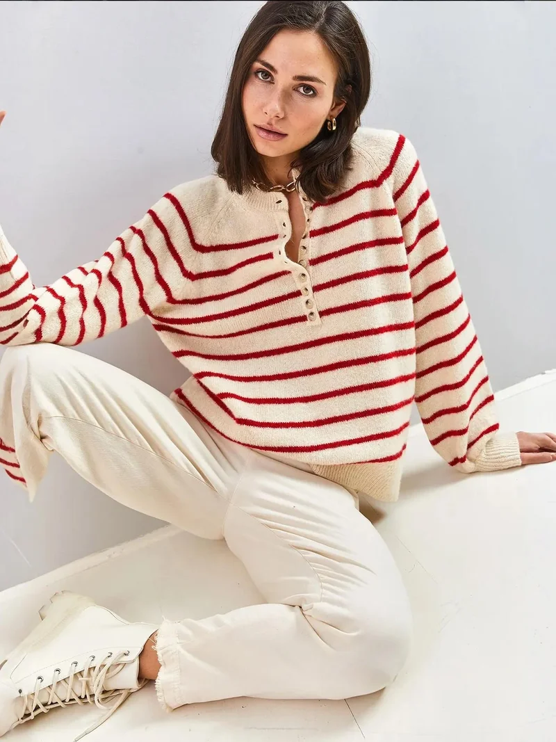 Bianco Lucci LUCCI Striped Knitwear Sweater