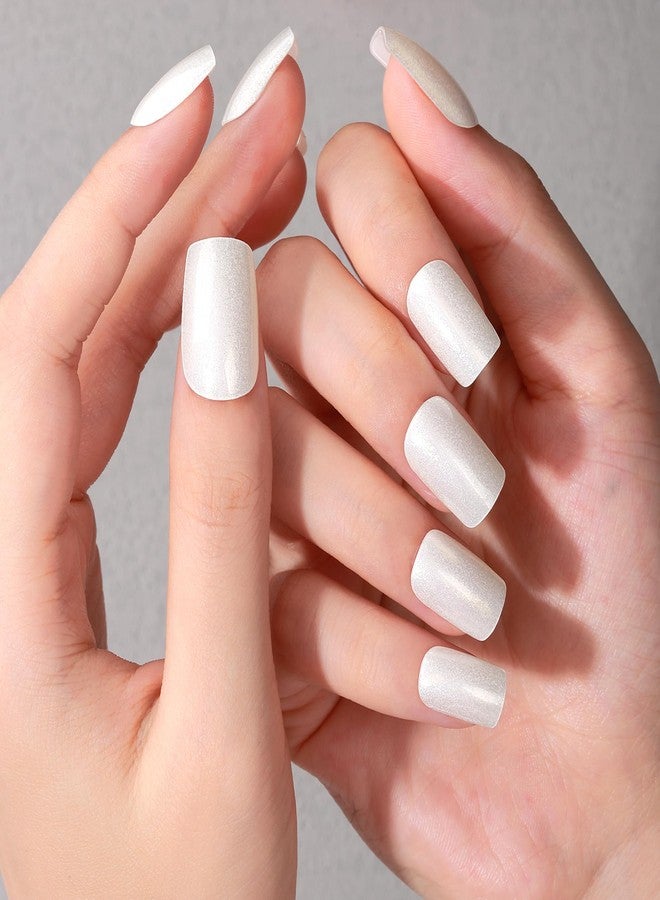 TailaiMei Semi Cured Gel Nail Strips - 20 Pcs Gel Nail Stickers, UV Light Required | Real Polish Salon Quality & Easy to Use (Pearlescent White200) - Image 2