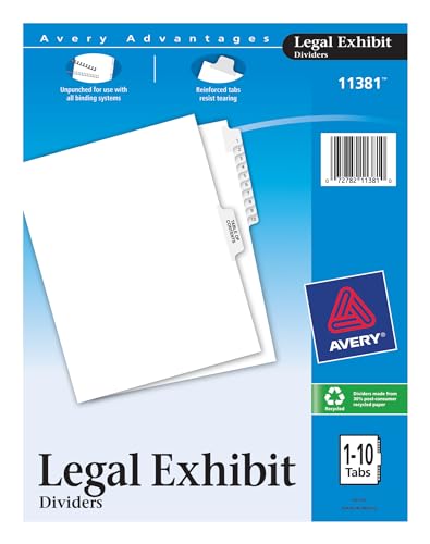 Avery Premium Collated Legal Dividers, Letter Size, 1-10 and Table of Contents, 1 Set (11381) - Image 1