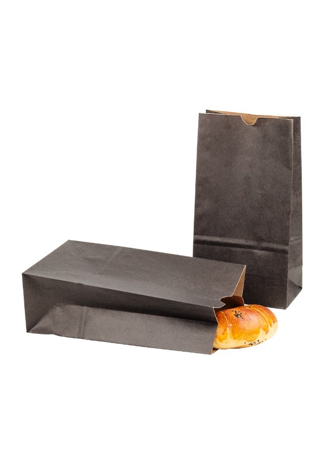 Restaurantware أكياس ورقية من باج تي 6 رطل، 100 كيس غداء قابل للتصرف - متوسط، للغداء، السندويشات، والوجبات الخفيفة، أكياس ورقية كرافت سوداء، للتسوق، هدايا الحفلات، أو الهدايا - Image 1