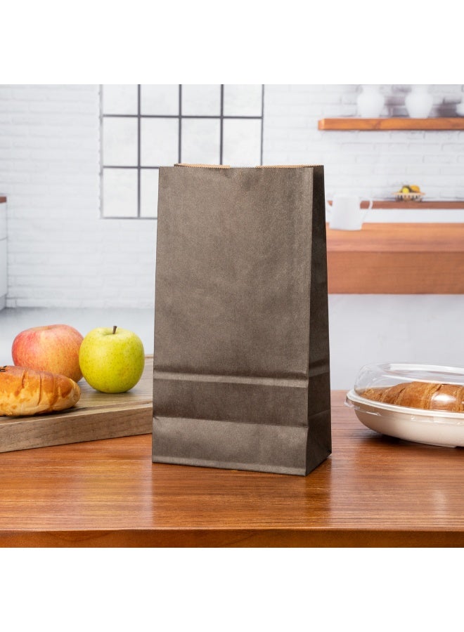 Restaurantware أكياس ورقية من باج تي 6 رطل، 100 كيس غداء قابل للتصرف - متوسط، للغداء، السندويشات، والوجبات الخفيفة، أكياس ورقية كرافت سوداء، للتسوق، هدايا الحفلات، أو الهدايا - Image 2