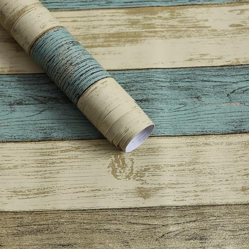 HOMEMATES Self-Adhesive Wallpaper Waterproof Old Furniture Vinyl Stickers Wooden Door Wardrobe Desktop PVC Wall Papers 45 X 304 CM- (Wooden Plank-2) - Image 1