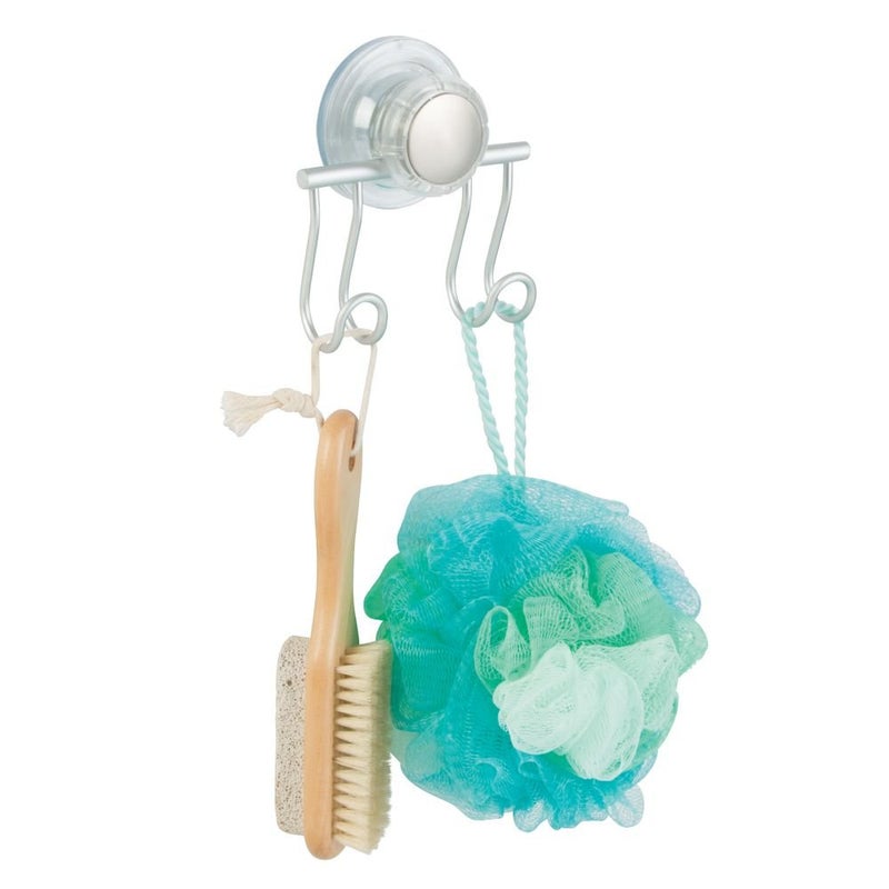 InterDesign InterDesign 20070 Silver Metro Rustproof Aluminum TurnNLock Suction Bathroom Razor Loofah Shower Double Hook  - Image 3