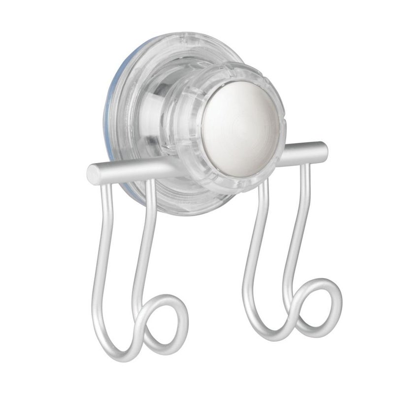 InterDesign InterDesign 20070 Silver Metro Rustproof Aluminum TurnNLock Suction Bathroom Razor Loofah Shower Double Hook  - Image 1