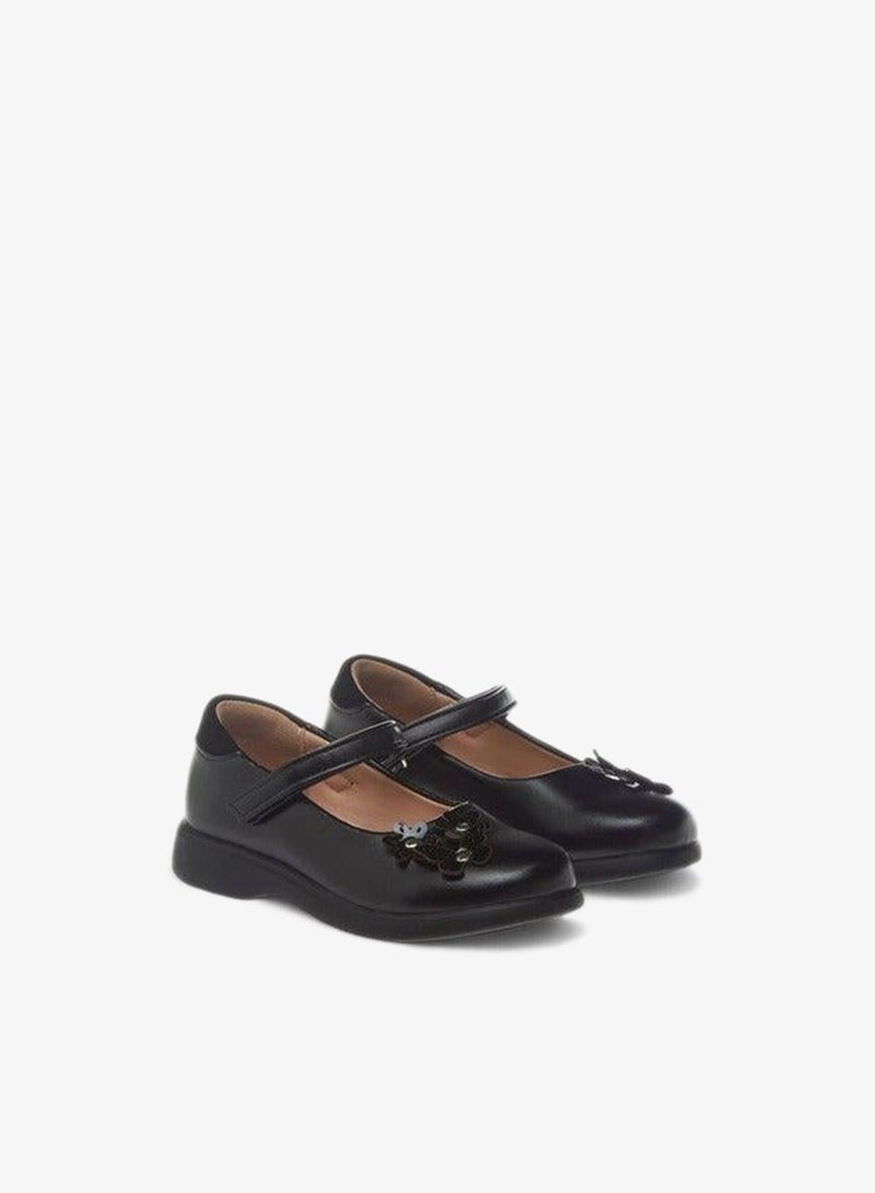 Flora Bella By Shoexpress Applique Detail School Shoes With Hook And Loop Closure - Image 3