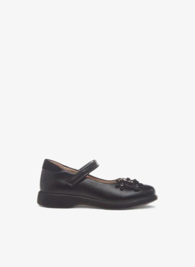 Flora Bella By Shoexpress Applique Detail School Shoes With Hook And Loop Closure - Image 1