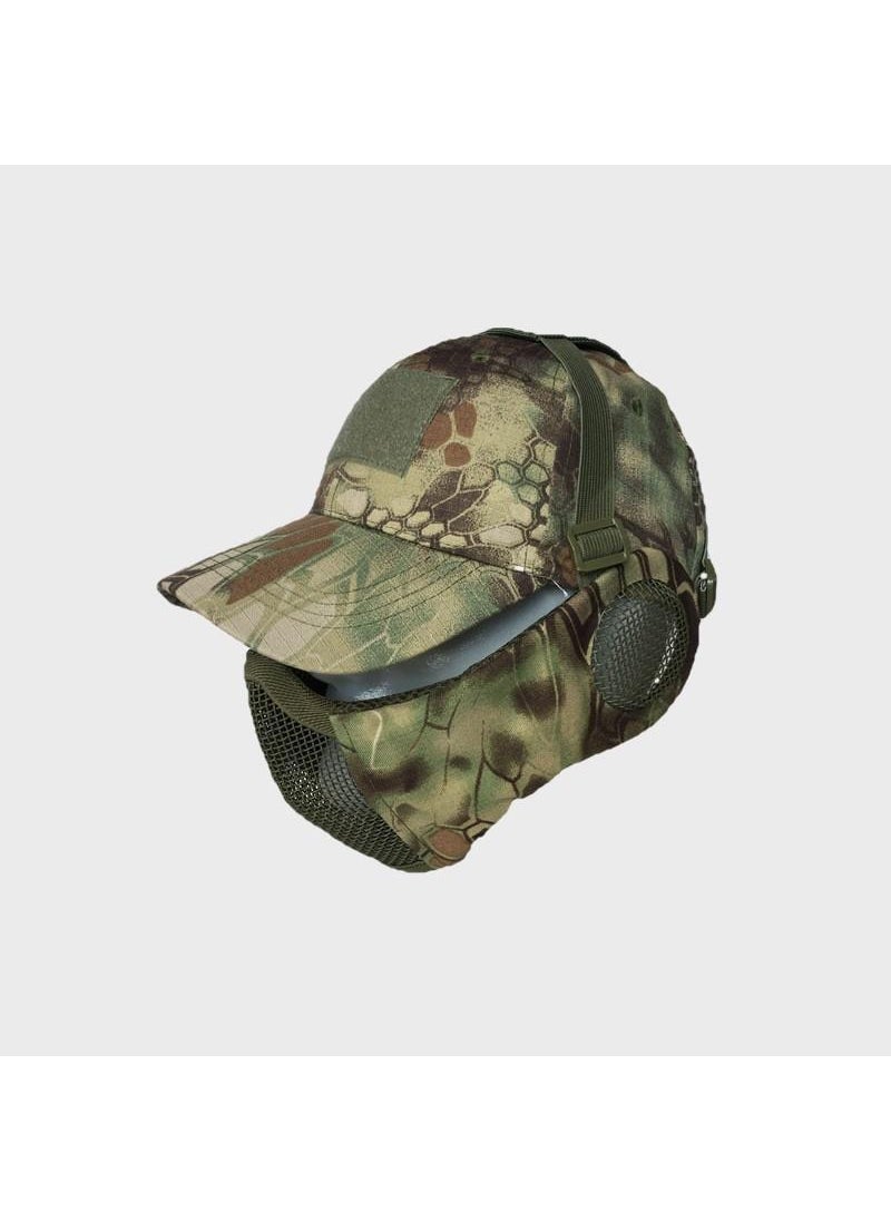 V14 Steel Wire Half-Face Baseball Cap with CS Mask and Ear Protection Set python green