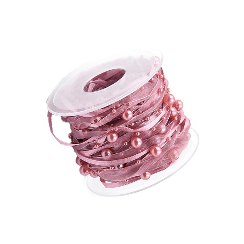 Pink Long Lasting Wedding Beaded Ribbon 1 Roll For Bouquet Party Decoration - Image 2