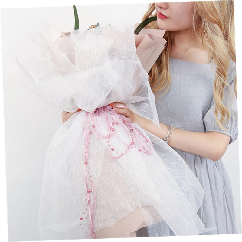 Pink Long Lasting Wedding Beaded Ribbon 1 Roll For Bouquet Party Decoration - Image 4
