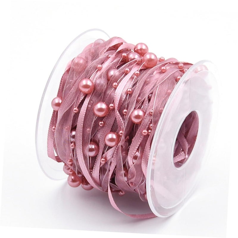 Pink Long Lasting Wedding Beaded Ribbon 1 Roll For Bouquet Party Decoration - Image 3