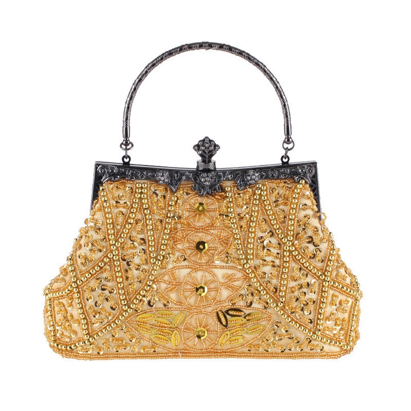 Vintage Heavy Craft Beaded Embroidery Bag Evening Wear Portable Evening Bag Classic Cheongsam Matching Bride Bag Bride Bag 1203 - Image 1