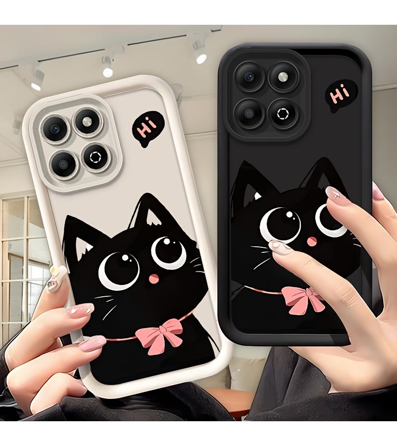 جراب هاتف بلون العنابي متوافق مع هونر 400 برو، تصميم كرتوني لطيف بقوس وردي وعينين كبيرتين، مناسب لشبكات 4G و5G - Image 1