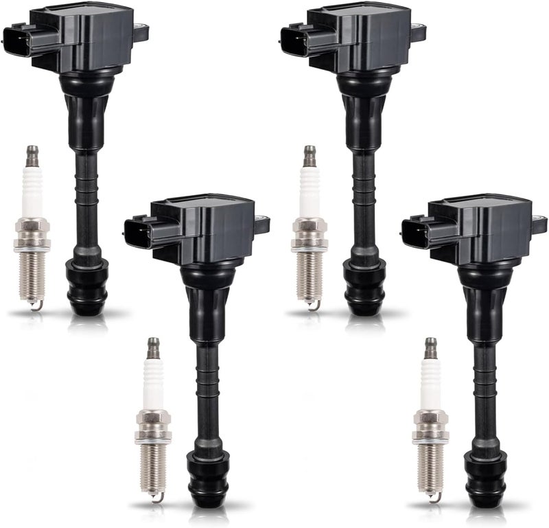 ENA Set of 4 Spark Plugs and 4 Ignition Coils for 2002-2006 Nissan Sentra 1.8L DOHC - Image 1