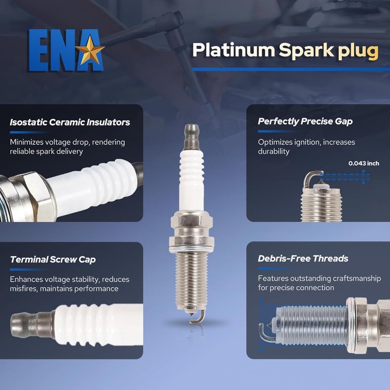 ENA Set of 4 Spark Plugs and 4 Ignition Coils for 2002-2006 Nissan Sentra 1.8L DOHC - Image 5