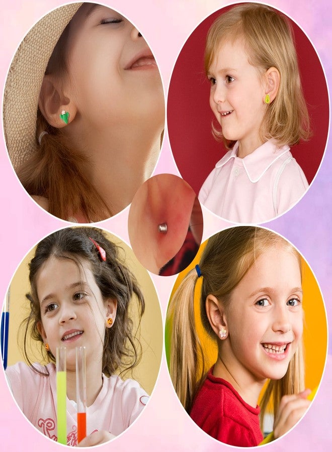SYNLIN 30 Pairs Mini Screwback Earrings for Girls, Kids & Family - Flat Back Acrylic Earring with Stainless Steel Posts | Assorted Cute Charms | Secure Fit for Daily Wear & Parties, Stainless Steel, No - Image 2