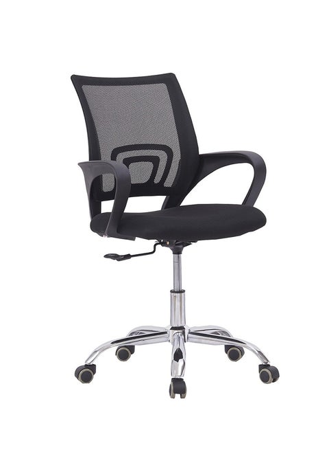 Sleekline 69001 Lowback Mesh Chair, Waiting Room & Reception Mesh Chair, Thick Padding Seat Ergonomic Swivel Executive Chair Adjustable Height Rolling Swivel Office Chair With Castor Wheel Chair Black