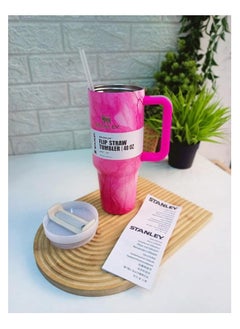 Stanley Stanley Quencher H2.0 Flo State Vacuum Insulated Stainless Steel Tumbler with Lid and Straw for Water, Iced Tea or Coffee, Smoothies and More 40 oz/1.18 L Marble Pink  - Image 3