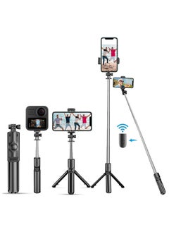 Extendable Selfie Stick, Bluetooth Selfie Stick with Tripod Stand and Detachable Wireless Bluetooth Remote, Ultra Compact Selfie Stick for Mobile and All Smart Phones