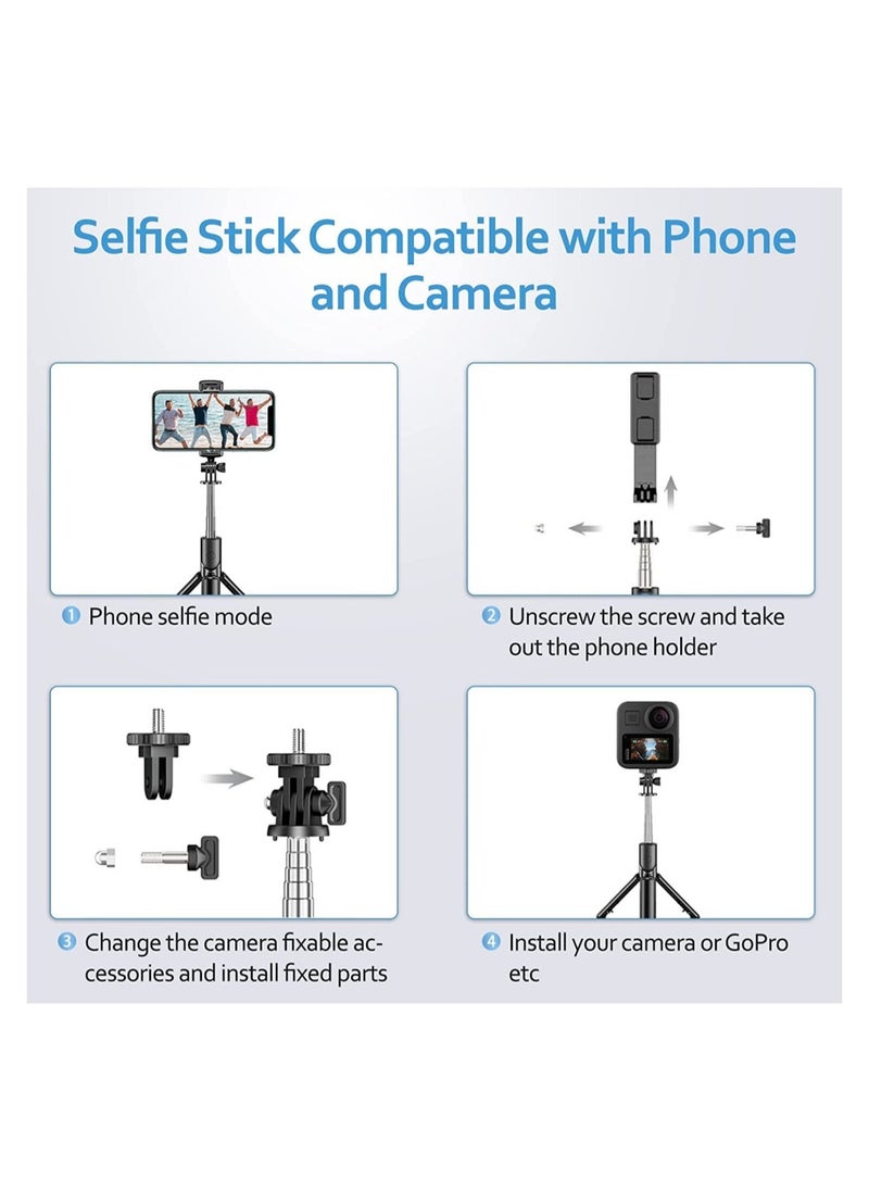 ELTRAZONE - Extendable Selfie Stick, Bluetooth Selfie Stick with Tripod Stand and Detachable Wireless Bluetooth Remote, Ultra Compact Selfie Stick for Mobile and All Smart Phones - Image 1