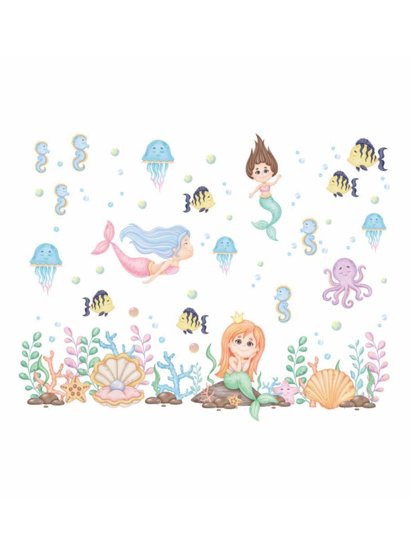 Bluejw Lovely Underwater World Marine Animals Wall Stickers Perfect For Kids' Bedrooms BathroomAnd Nurseries - Image 1