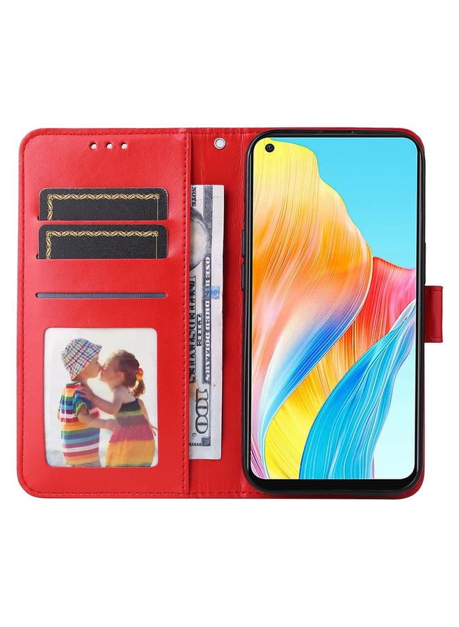 اس-توب جراب لهاتف OPPO A78 4G مصنوع من الجلد المنقوش بنقشة عباد الشمس - Image 4