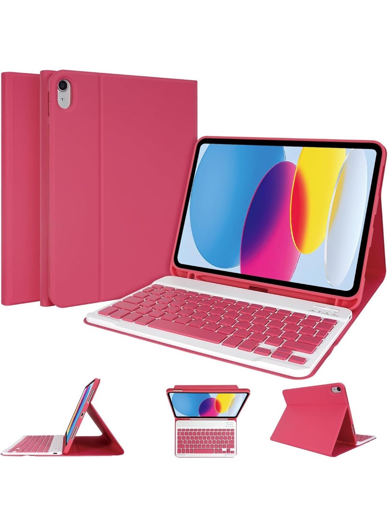 عام غطاء لوحة مفاتيح لآيباد الجيل 11 A16 11 بوصة 2025، آيباد الجيل 10 10.9 بوصة 2022، غطاء واقي رفيع مع لوحة مفاتيح بلوتوث لاسلكية قابلة للفصل وحافظة قلم - Image 1