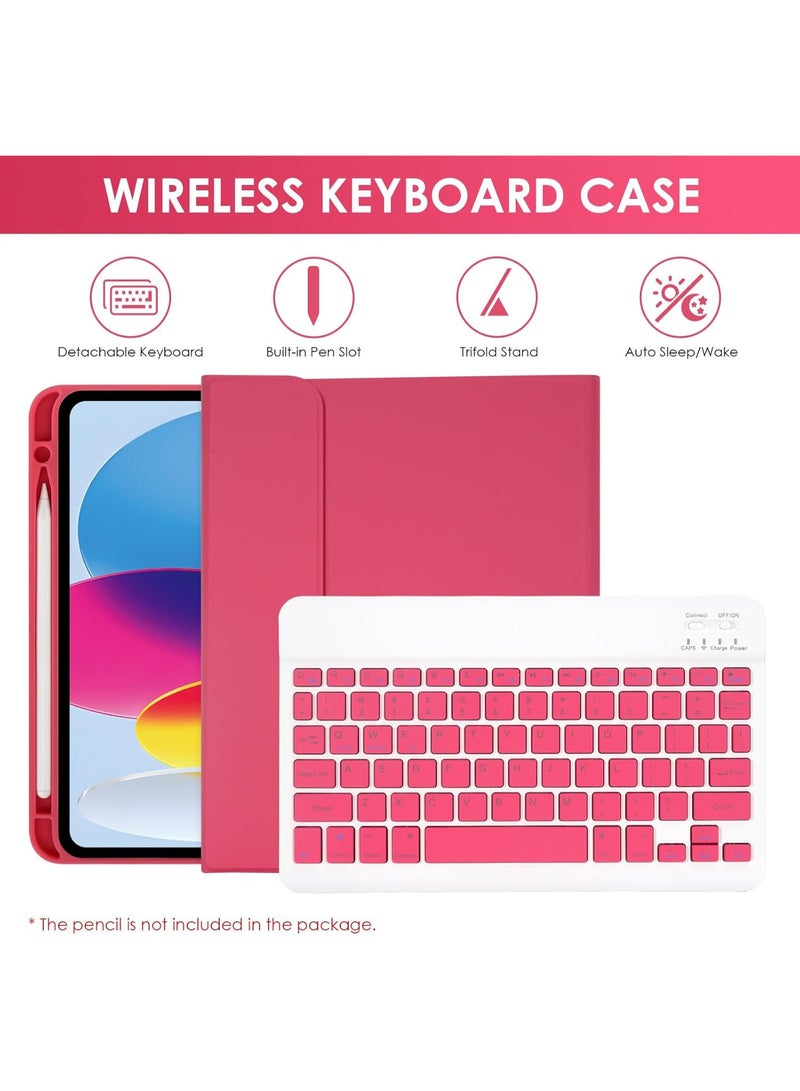 عام غطاء لوحة مفاتيح لآيباد الجيل 11 A16 11 بوصة 2025، آيباد الجيل 10 10.9 بوصة 2022، غطاء واقي رفيع مع لوحة مفاتيح بلوتوث لاسلكية قابلة للفصل وحافظة قلم - Image 2