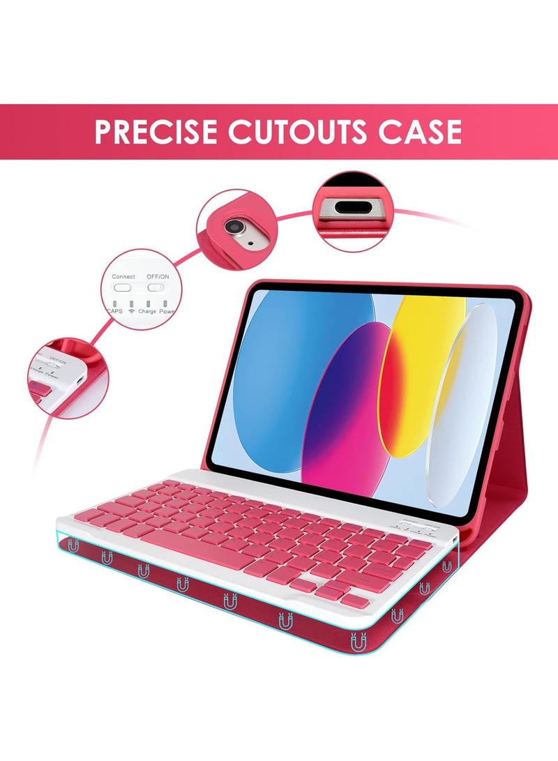 عام غطاء لوحة مفاتيح لآيباد الجيل 11 A16 11 بوصة 2025، آيباد الجيل 10 10.9 بوصة 2022، غطاء واقي رفيع مع لوحة مفاتيح بلوتوث لاسلكية قابلة للفصل وحافظة قلم - Image 3