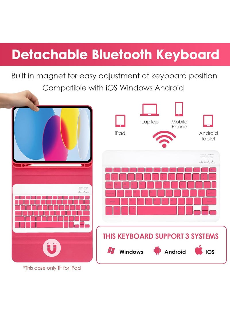 عام غطاء لوحة مفاتيح لآيباد الجيل 11 A16 11 بوصة 2025، آيباد الجيل 10 10.9 بوصة 2022، غطاء واقي رفيع مع لوحة مفاتيح بلوتوث لاسلكية قابلة للفصل وحافظة قلم - Image 5