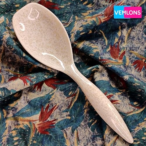 Vemlons Serving Spoon/Long Handle Melamine Serving Spoon Set of 2 Pieces/Cutlery Set/Serving Spoons Set/Serving Set (White) - Image 5