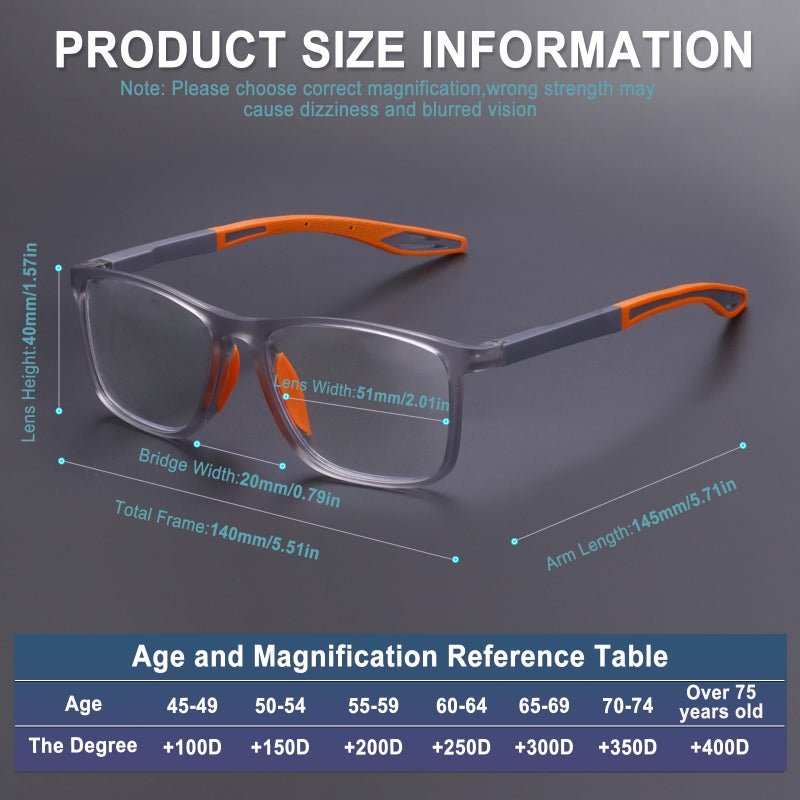 Bloexclu 4 Pack Progressive Multifocus Reading Glasses For Men Women Tr90 Sports Style Anti-Blue Light Computer Readers (Black & Blue & Grey & Transparent  4  X) - Image 3