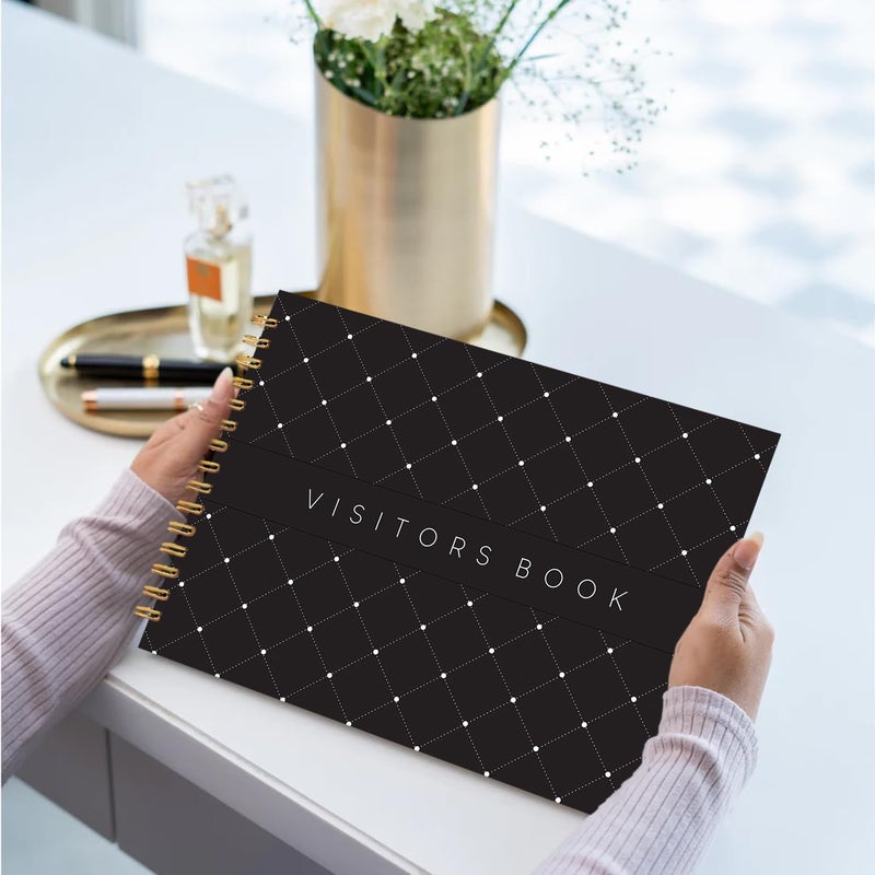 CHAARPAI Visitor Book – 8 x 12 Inches | Black Diamond Wire Bound Guest Register for Hotels, Offices, Exhibitions, Boutiques & Business Use | Medium Size Visitor Log Book for Reception & Front Desk - Image 3