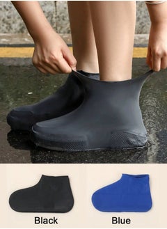 ShebSheb 2 Pairs Waterproof Shoe Covers, Non-Slip Water Resistant Overshoes Silicone Rain Shoe Cover Outdoor cycling Protectors apply to Men, Women  - Image 1