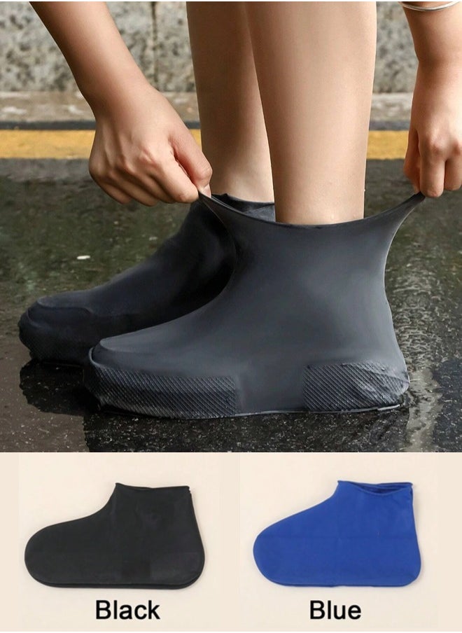 ShebSheb 2 Pairs Waterproof Shoe Covers, Non-Slip Water Resistant Overshoes Silicone Rain Shoe Cover Outdoor cycling Protectors apply to Men, Women  - Image 1
