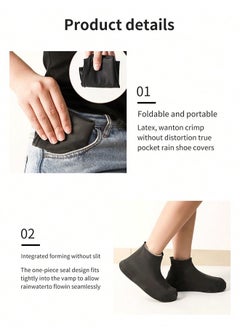ShebSheb 2 Pairs Waterproof Shoe Covers, Non-Slip Water Resistant Overshoes Silicone Rain Shoe Cover Outdoor cycling Protectors apply to Men, Women  - Image 2