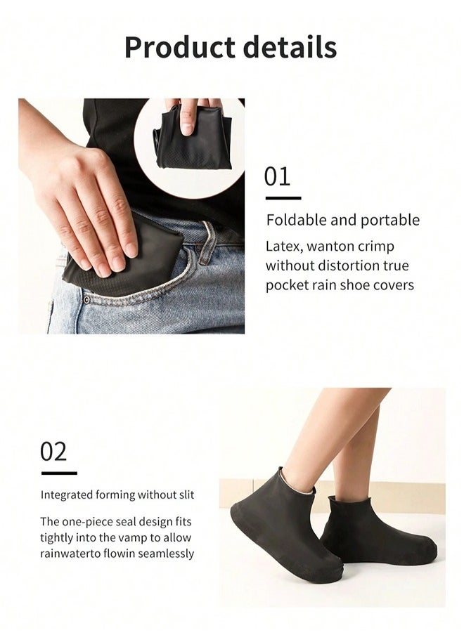 ShebSheb 2 Pairs Waterproof Shoe Covers, Non-Slip Water Resistant Overshoes Silicone Rain Shoe Cover Outdoor cycling Protectors apply to Men, Women  - Image 2