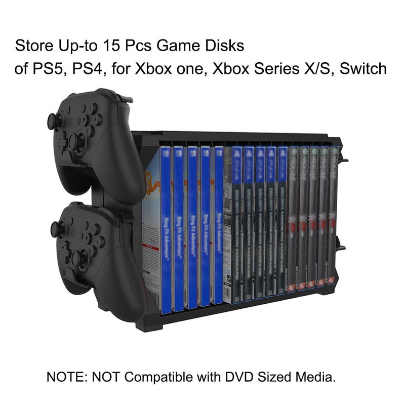 Bealuffe Game Holder for PS5 PS4, for Xbox Series X, for Xbox One, Game Storage Tower for Switch, Game Disk Organizer for PlayStation (up to 15 Discs) - Image 2
