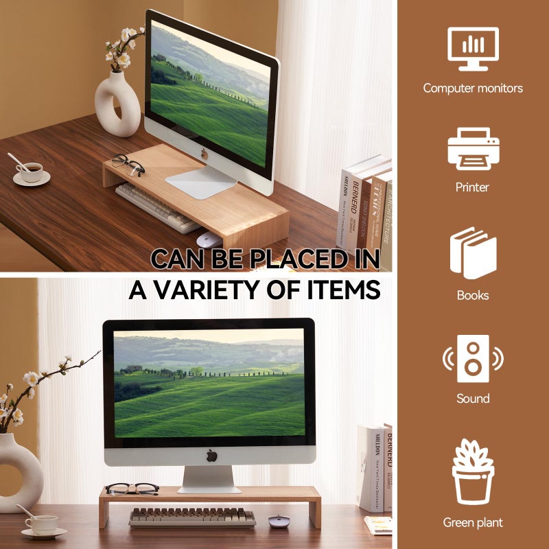 KIRIGEN Wooden Computer Stand - Monitor Arms, Laptop & TV Stand - Workspace Platform (59, Natural) - Image 5