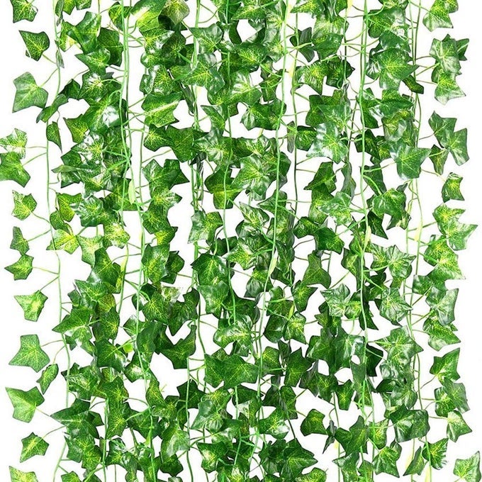 84 FEET ARTIFICIAL IVY LEAF PLANTS FAKE VINE HANGING GARLAND GREENERY FOLIAGE FOR HOME KITCHEN GARDEN OFFICE WEDDING WALL DECOR IVY12 STRANDS