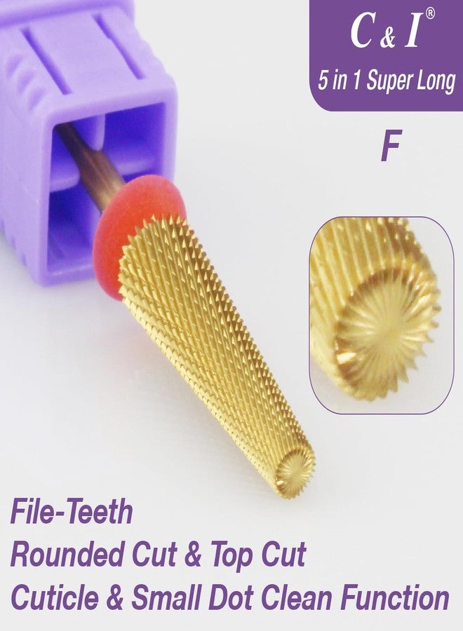 C & I C&I 5 in 1 Nail Drill Bit Super Long Slim Efile Professional Nail Bits Nail Tech Must Have for Extension Nails Acrylic Powder Hard Gel Nail Tip Cuticle Remover Nail Supplies (Fine -F) - Image 3