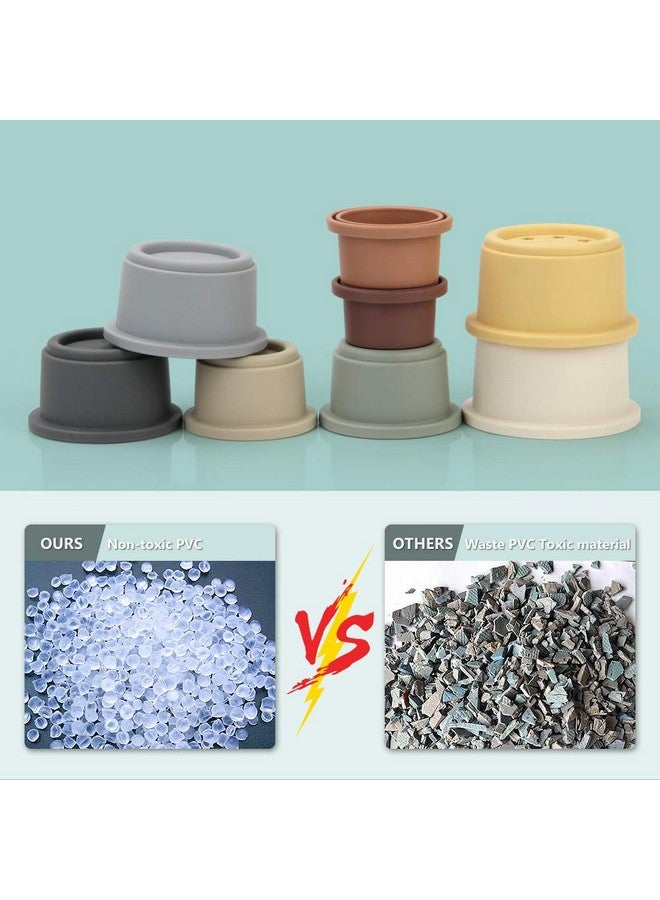 Mini Tudou 8 Pcs Stacking Cup Toys, Nesting Cups Toy, Baby Bathing Toy & Building Toy for Early Educational Develop Montessori Toy for 6 Month+ Boys & Girls - Image 4