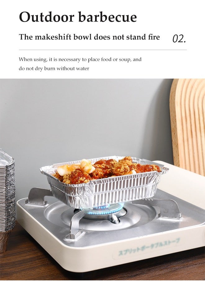 DUNISO 15 Pcs Aluminum Foil Tray, Disposable Aluminium Rectangle Containers, Oil Resistant Aluminum Foil Tin Box, Heat Resistant And Durable, Used For Cooking, Baking, Baking,700ml  - Image 4